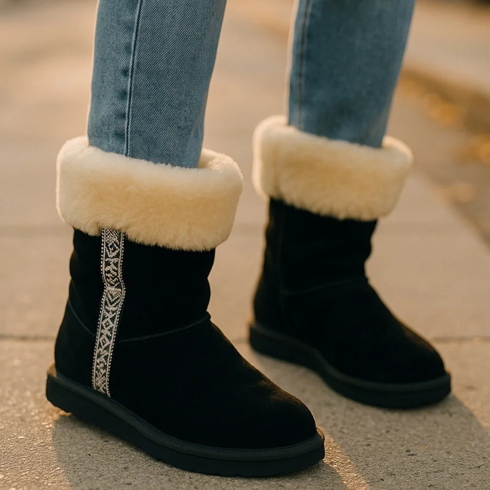 UGG Metro Tas Sheepskin Suede Leather Sherpa Shearling Black Boots